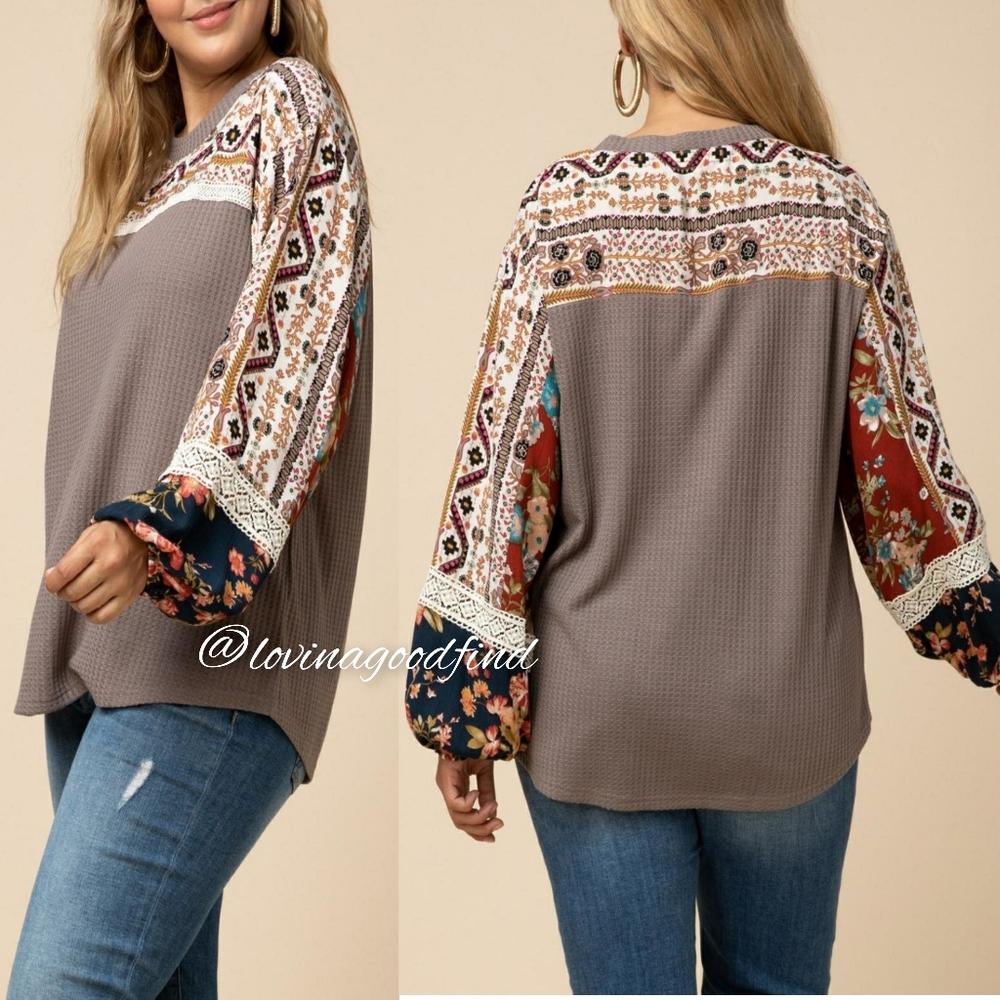 ANTHROPOLOGIE Boho Floral Lace Waffle Blouse EUC sz M - Picture 11 of 13